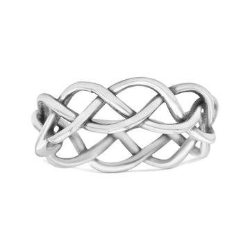 Celtic Knot Infinity Braided Style New Design Oxidized Band Solid 925 Sterling Silver Thumb Ring 5mm